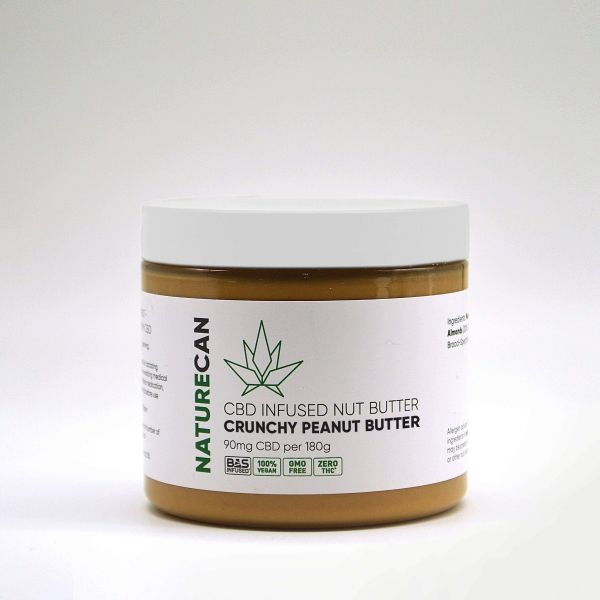 Beurre de cacahuète avec CBD 90mg nature 180g gros morceaux - Naturecan	