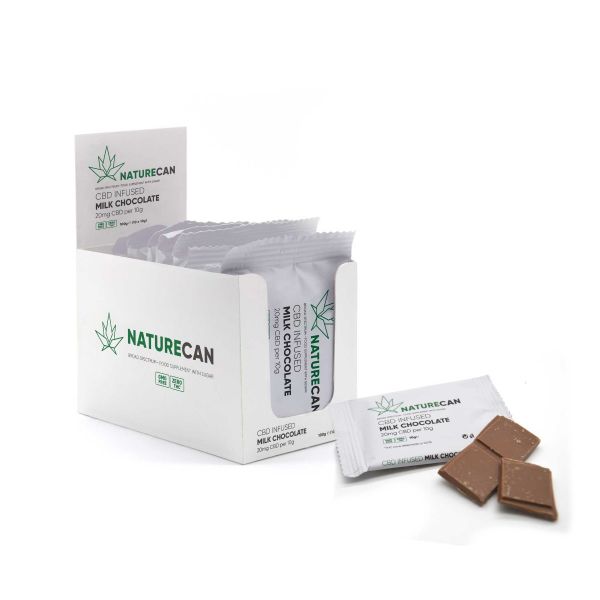 Chocolat au lait CBD 200mg Pack de 10 Naturecan